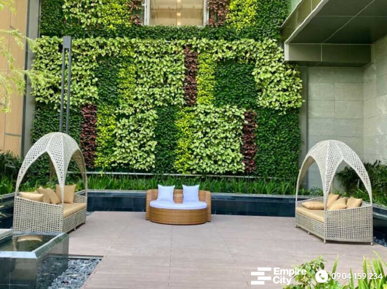 Không gian Linden Residences được đan xen các mảng xanh với kiến trúc hiện đại