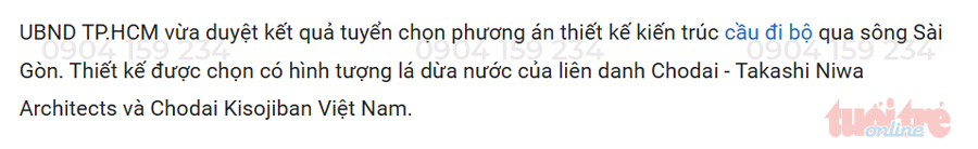cau di bo qua song sai gon se co thiet ke hinh la dua nuoc