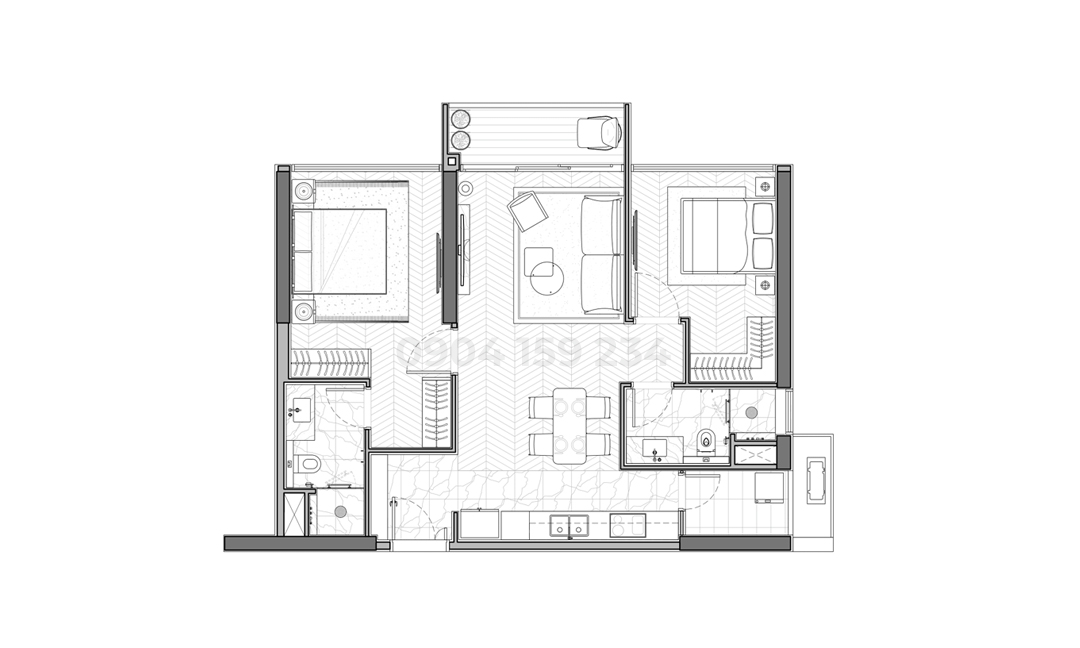 Căn 2 Phòng Ngủ Narra Residences