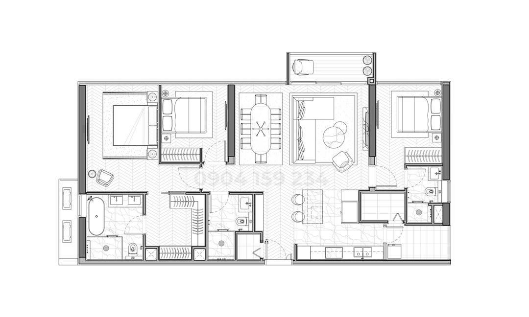 Căn 3 Phòng Ngủ Narra Residences